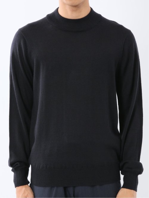 ウォッシャブル ウール混 モックネックニット