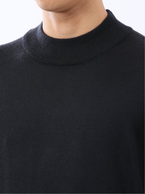 ウォッシャブル ウール混 モックネックニット