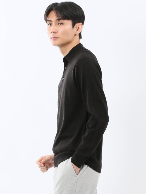 ウォッシャブル ウール混 ニットポロ