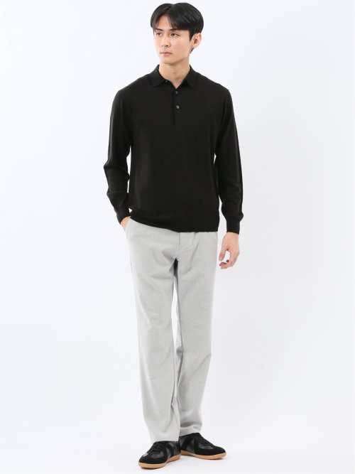ウォッシャブル ウール混 ニットポロ
