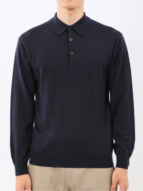 ウォッシャブル ウール混 ニットポロ