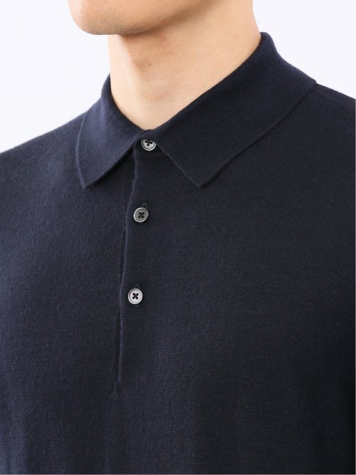 ウォッシャブル ウール混 ニットポロ