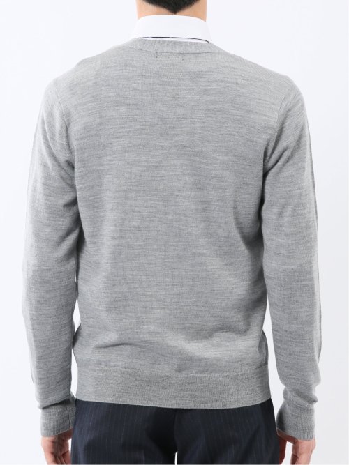 ウォッシャブル ウール100% Vネック ニットカーディガン