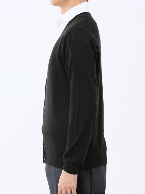 ウォッシャブル ウール100% Vネック ニットカーディガン