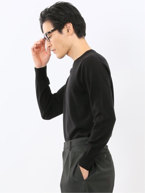 ウォッシャブル ウール100% クルーネックニット