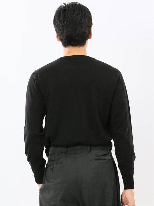 ウォッシャブル ウール100% クルーネックニット