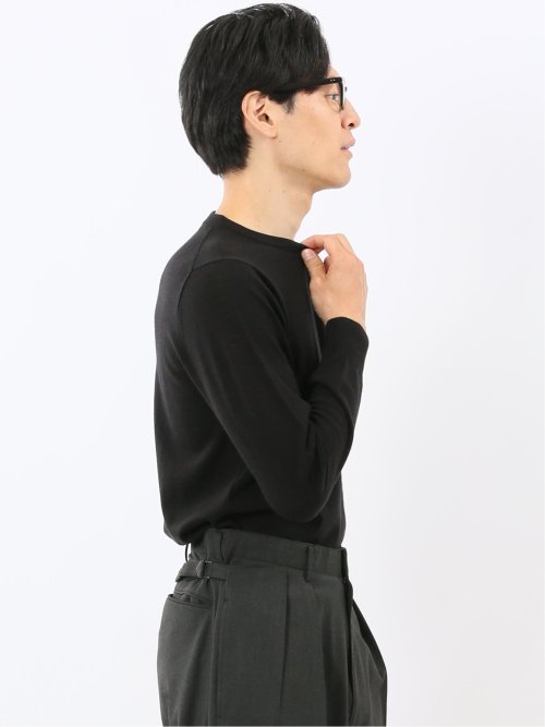 ウォッシャブル ウール100% クルーネックニット