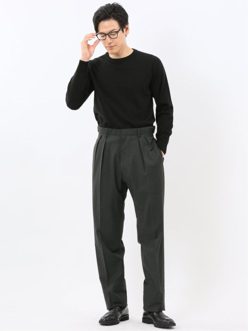 ウォッシャブル ウール100% クルーネックニット