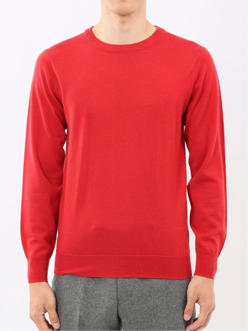 ウォッシャブル ウール100% クルーネックニット