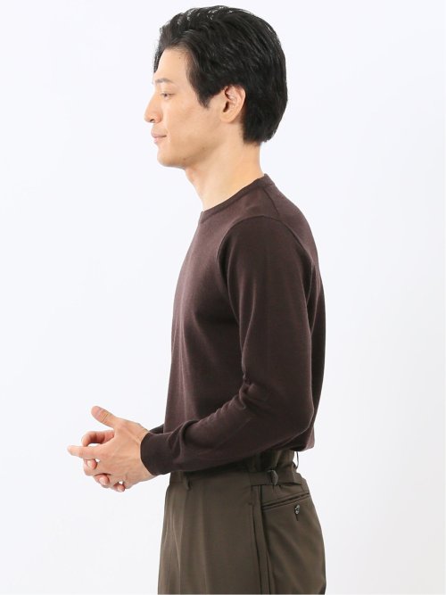 ウォッシャブル ウール100% クルーネックニット