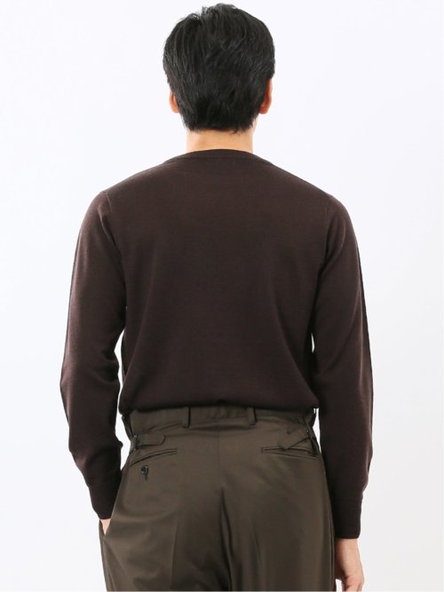 ウォッシャブル ウール100% クルーネックニット