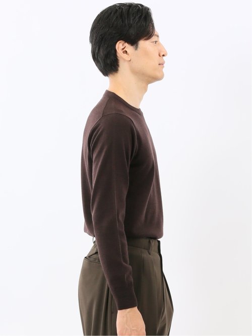 ウォッシャブル ウール100% クルーネックニット