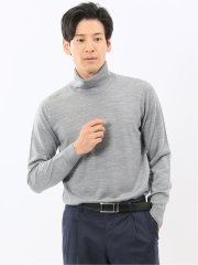 ウォッシャブル ウール100% タートルネックニット