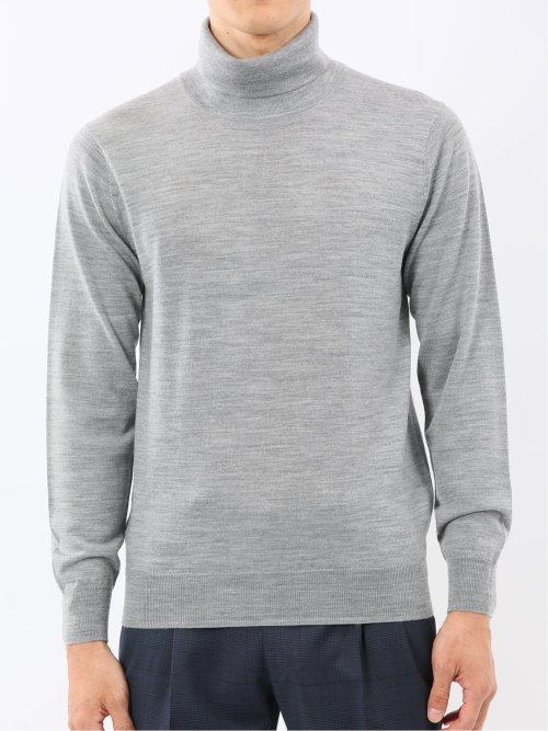 ウォッシャブル ウール100% タートルネックニット