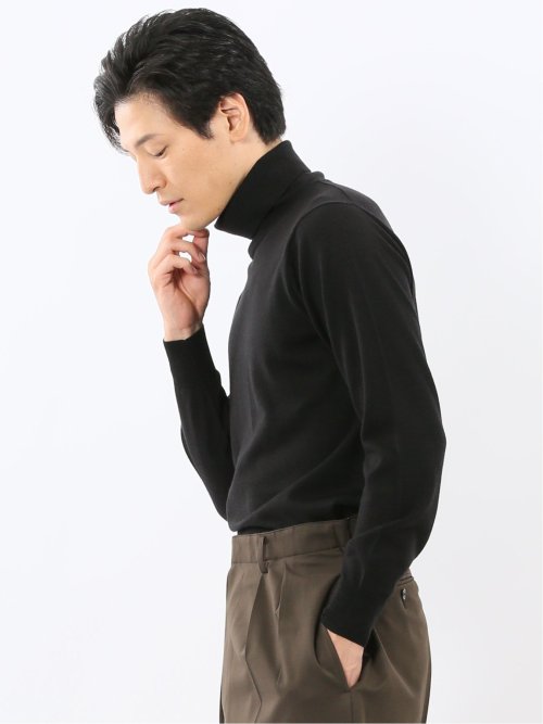 ウォッシャブル ウール100% タートルネックニット