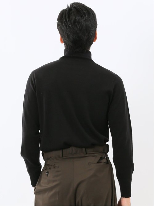 ウォッシャブル ウール100% タートルネックニット