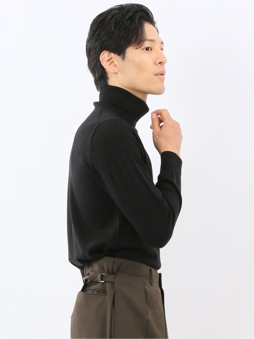 ウォッシャブル ウール100% タートルネックニット