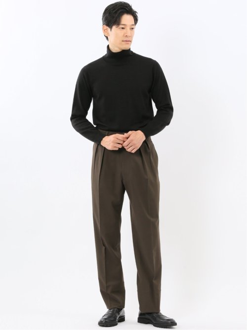 ウォッシャブル ウール100% タートルネックニット