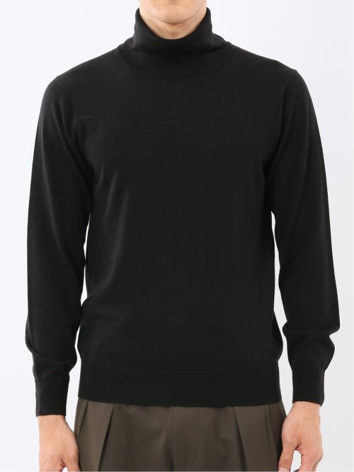 ウォッシャブル ウール100% タートルネックニット