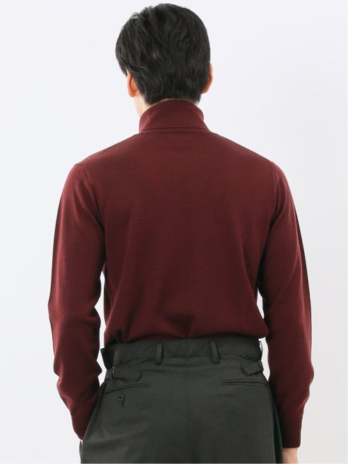 ウォッシャブル ウール100% タートルネックニット