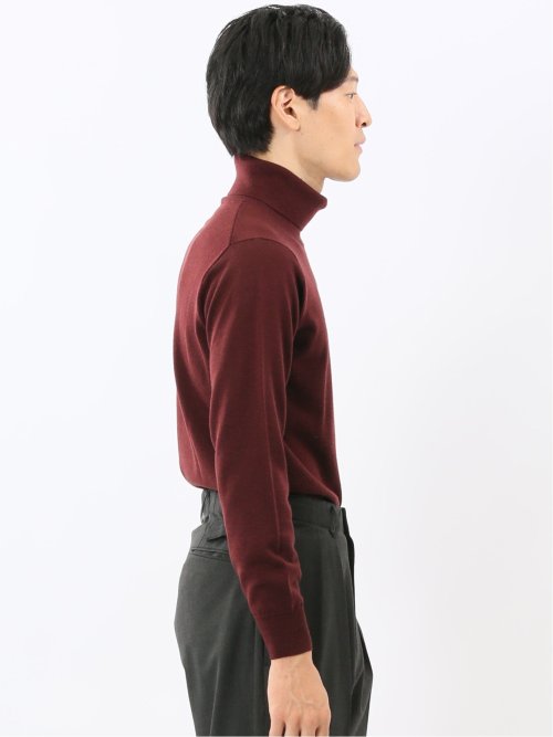 ウォッシャブル ウール100% タートルネックニット