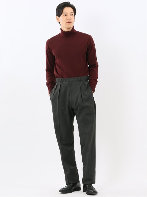 ウォッシャブル ウール100% タートルネックニット