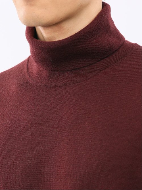 ウォッシャブル ウール100% タートルネックニット