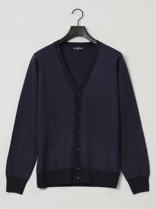 ウォッシャブル ウール混 Vネック ニットカーディガン
