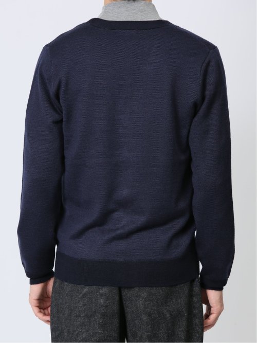 ウォッシャブル ウール混 Vネック ニットカーディガン