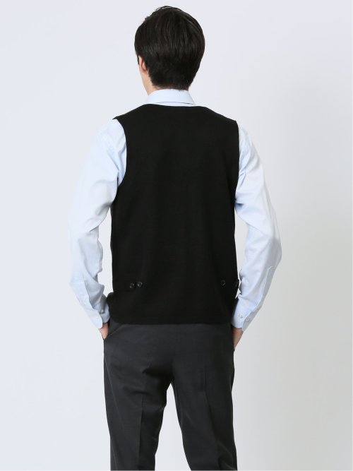 ウォッシャブル ウール混 カルゼジャガード 前開きベスト