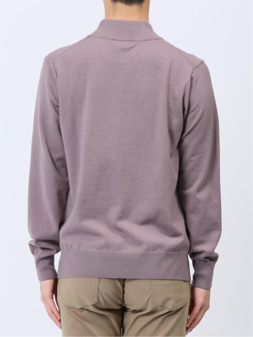 ストレッチウォッシャブル 幾何学柄 モックネックニット