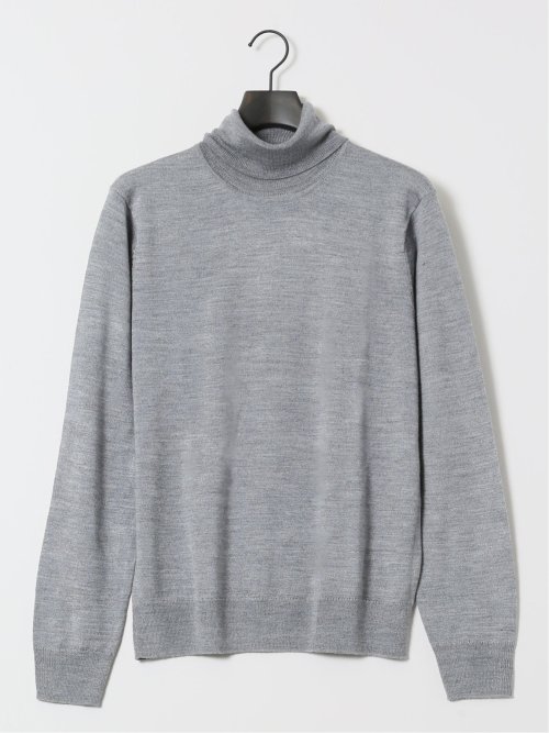 ウォッシャブル ウール混 タートルネックニット