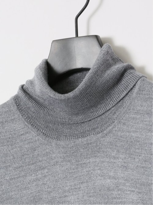 ウォッシャブル ウール混 タートルネックニット