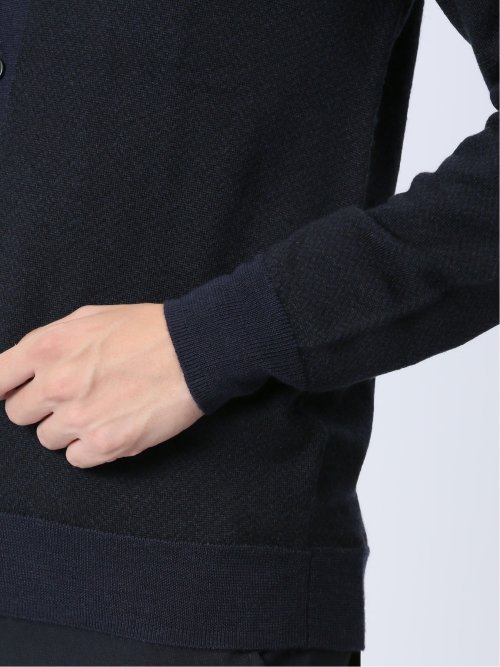 ウォッシャブル ウール混ヘリンボン ニットカーディガン