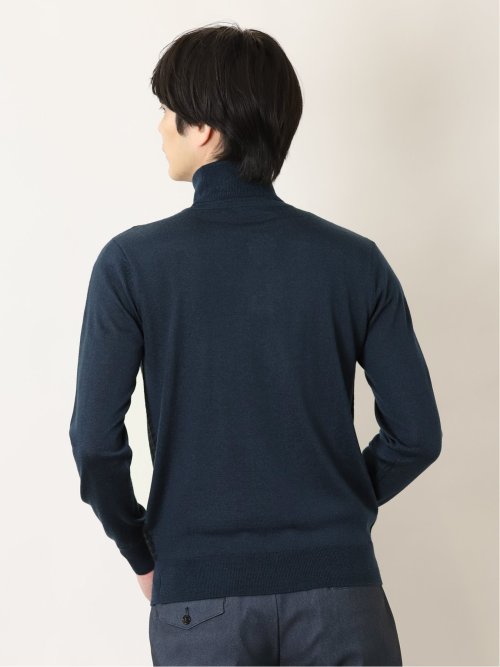 ウォッシャブル ウール混千鳥 タートルニット