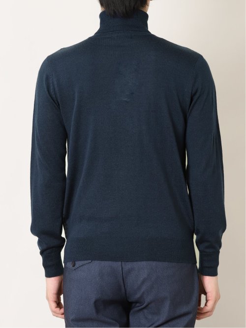 ウォッシャブル ウール混千鳥 タートルニット