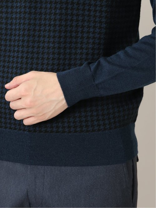 ウォッシャブル ウール混千鳥 タートルニット