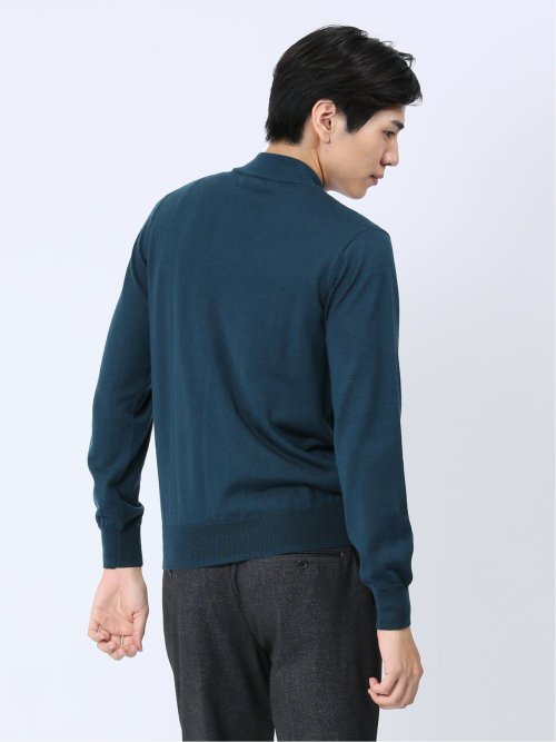 ウォッシャブル ウール混リンクスダイヤ モックネックニット