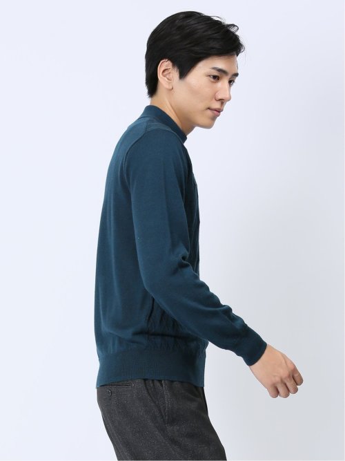 ウォッシャブル ウール混リンクスダイヤ モックネックニット