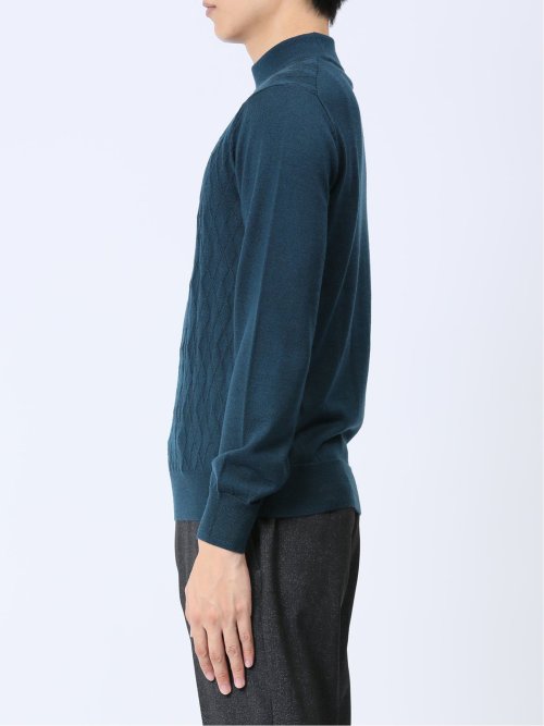 ウォッシャブル ウール混リンクスダイヤ モックネックニット