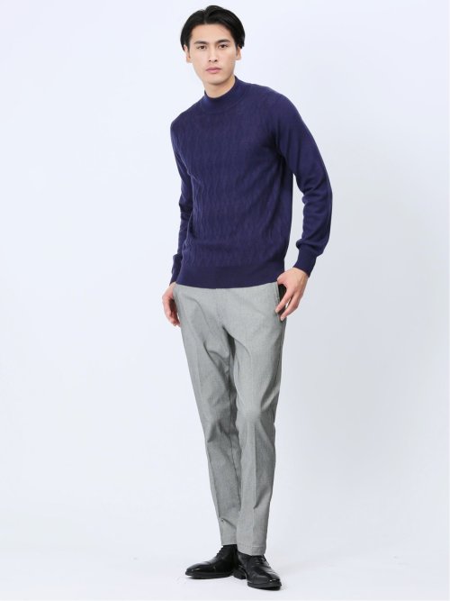 ウォッシャブル ウール混リンクスダイヤ モックネックニット