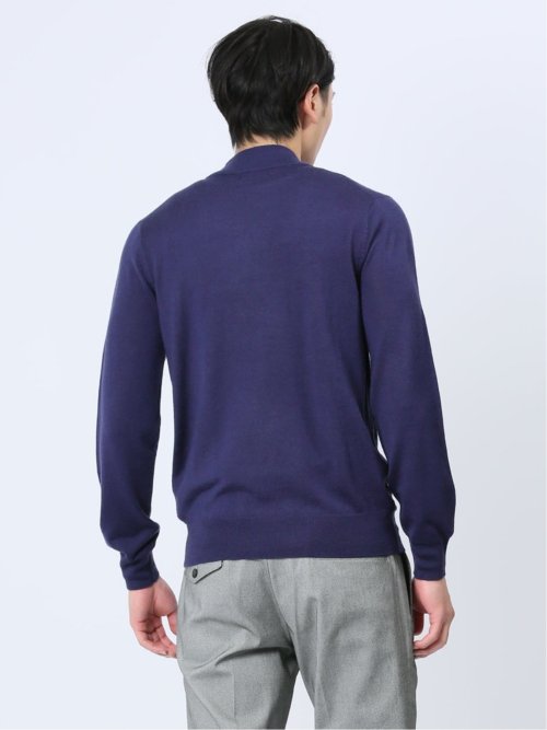 ウォッシャブル ウール混リンクスダイヤ モックネックニット