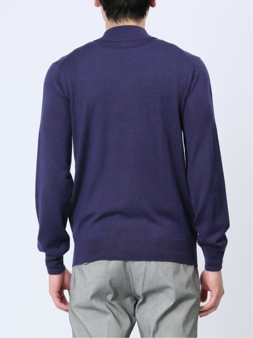 ウォッシャブル ウール混リンクスダイヤ モックネックニット