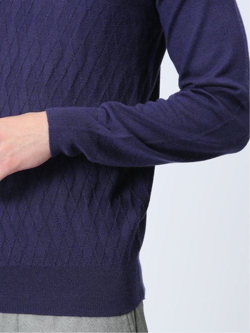 ウォッシャブル ウール混リンクスダイヤ モックネックニット