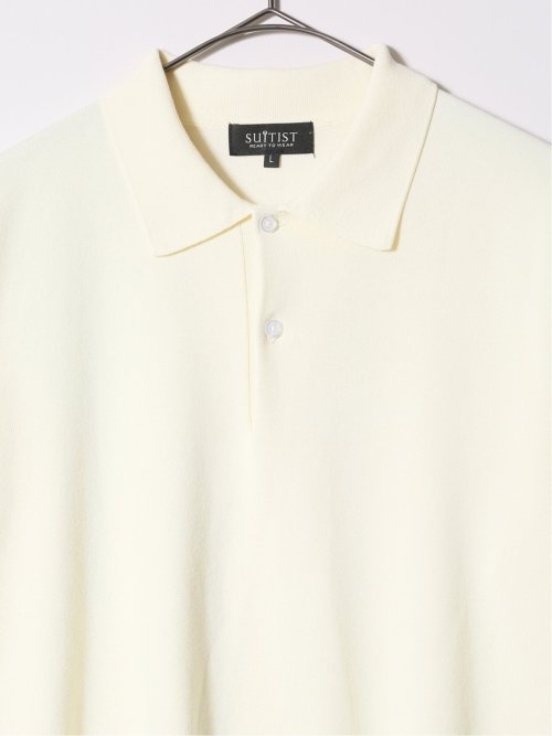 ウォッシャブル 綿混ニット ポロシャツ