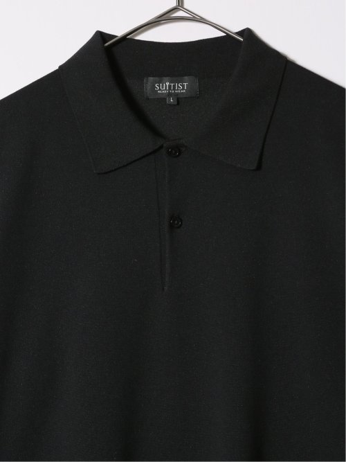 ウォッシャブル 綿混ニット ポロシャツ