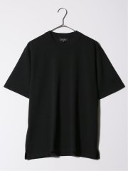 ウォッシャブル 綿混ニット モックネックTシャツ