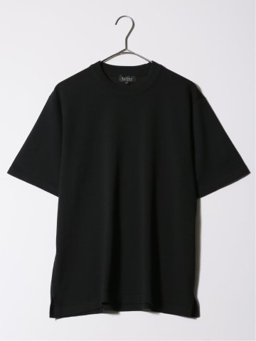 ウォッシャブル 綿混ニット モックネックTシャツ