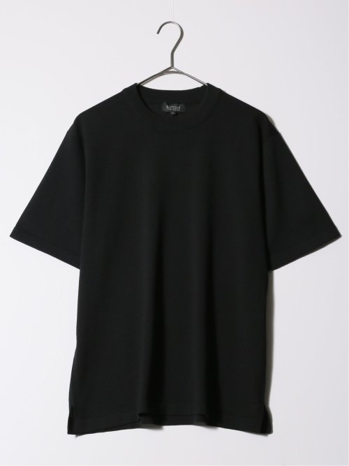 ウォッシャブル 綿混ニット モックネックTシャツ