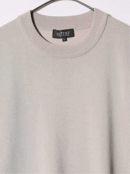 ウォッシャブル 綿混ニット モックネックTシャツ